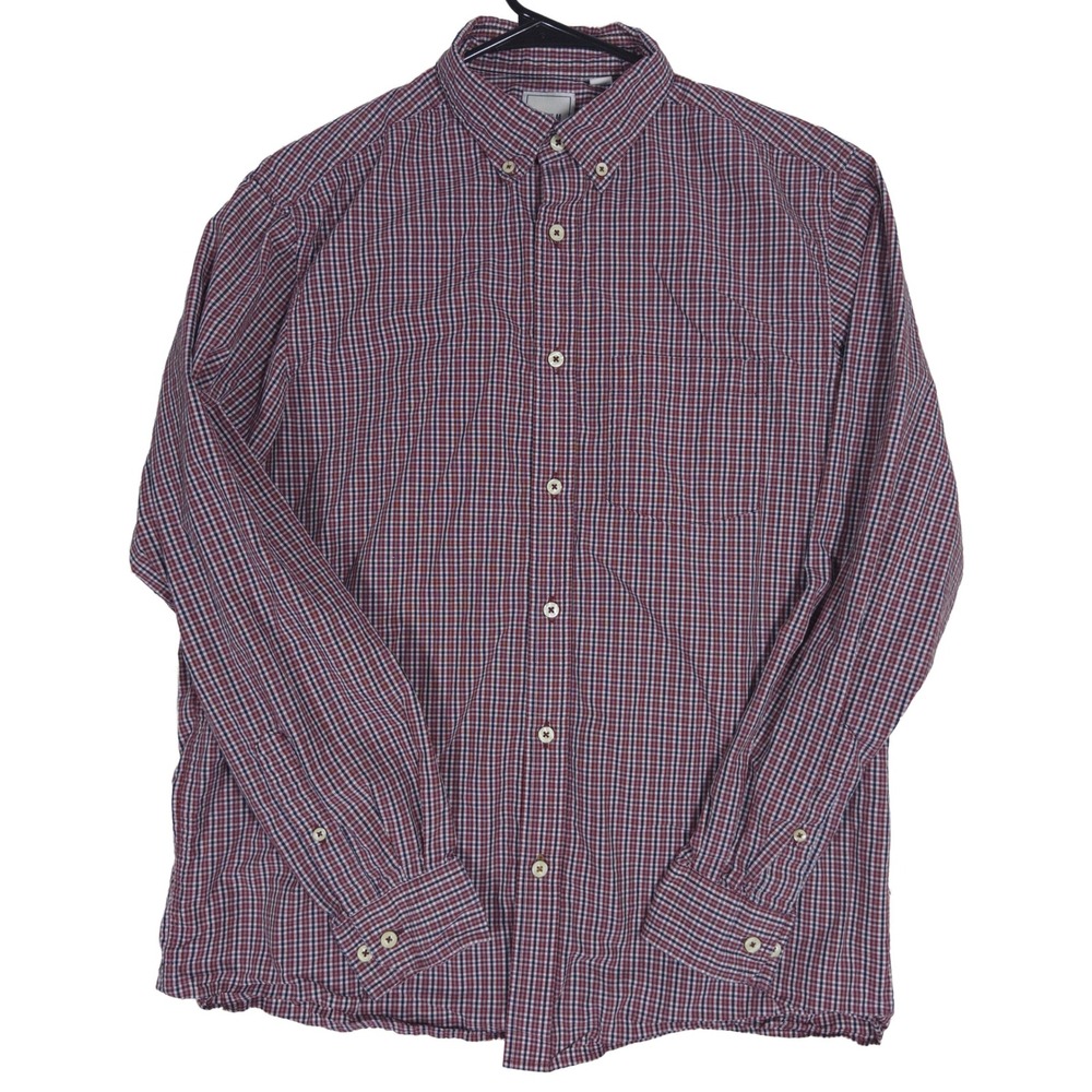 ROWM Button Down Shirt Medium Mens Long Sleeve Check Red White Navy